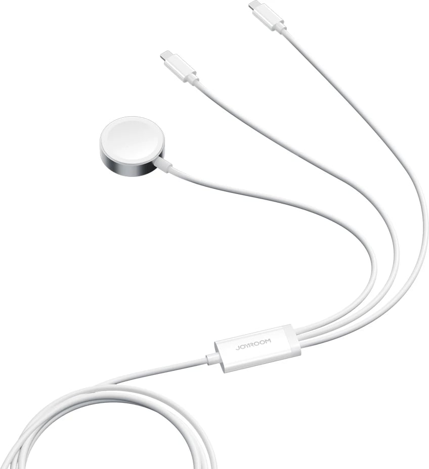 Kabllo karikimi 3-në-1 Joyroom S-IW007, USB-A, magnetik, Lightning, 1.2m, e bardhë