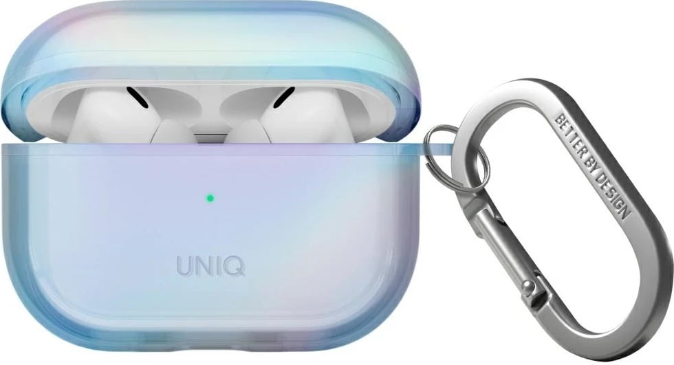 Mbështjellës UNIQ Iridescia për AirPods Pro 2, me karabiner, holo blu