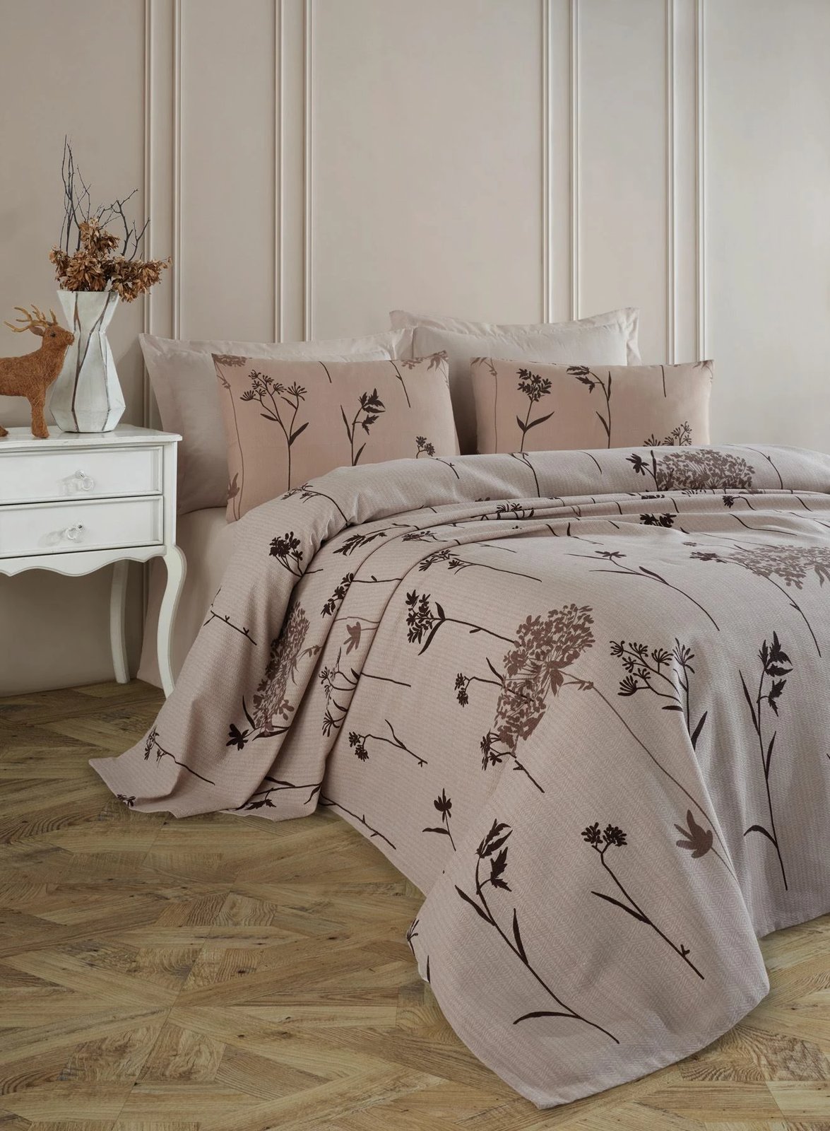 Set piké dopio me jastëkë, ngjyrë kafe, L'essentiel, Efil