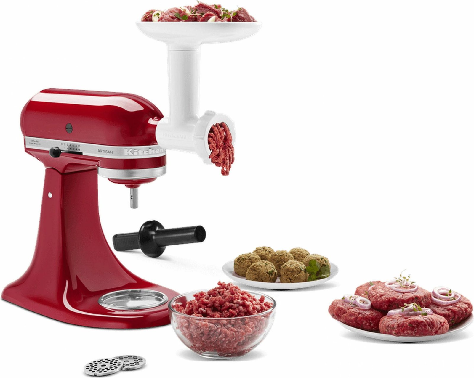 Mulli mishi KitchenAid 5KSMFGA, pjesë të larshme, plastikë/inoks, bardhë