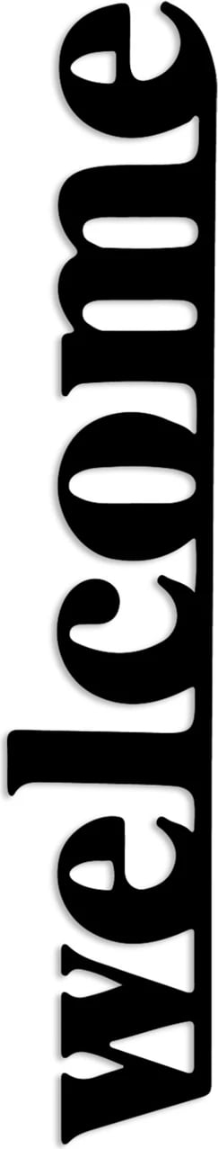 Aksesor dekorativ metalik për mur, Wallity, Welcome-5, ngjyrë e zezë, 18x98cm