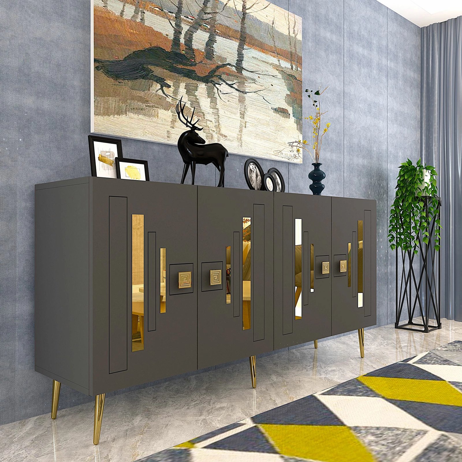 Konsolë Skye Decor, anthracite, ari