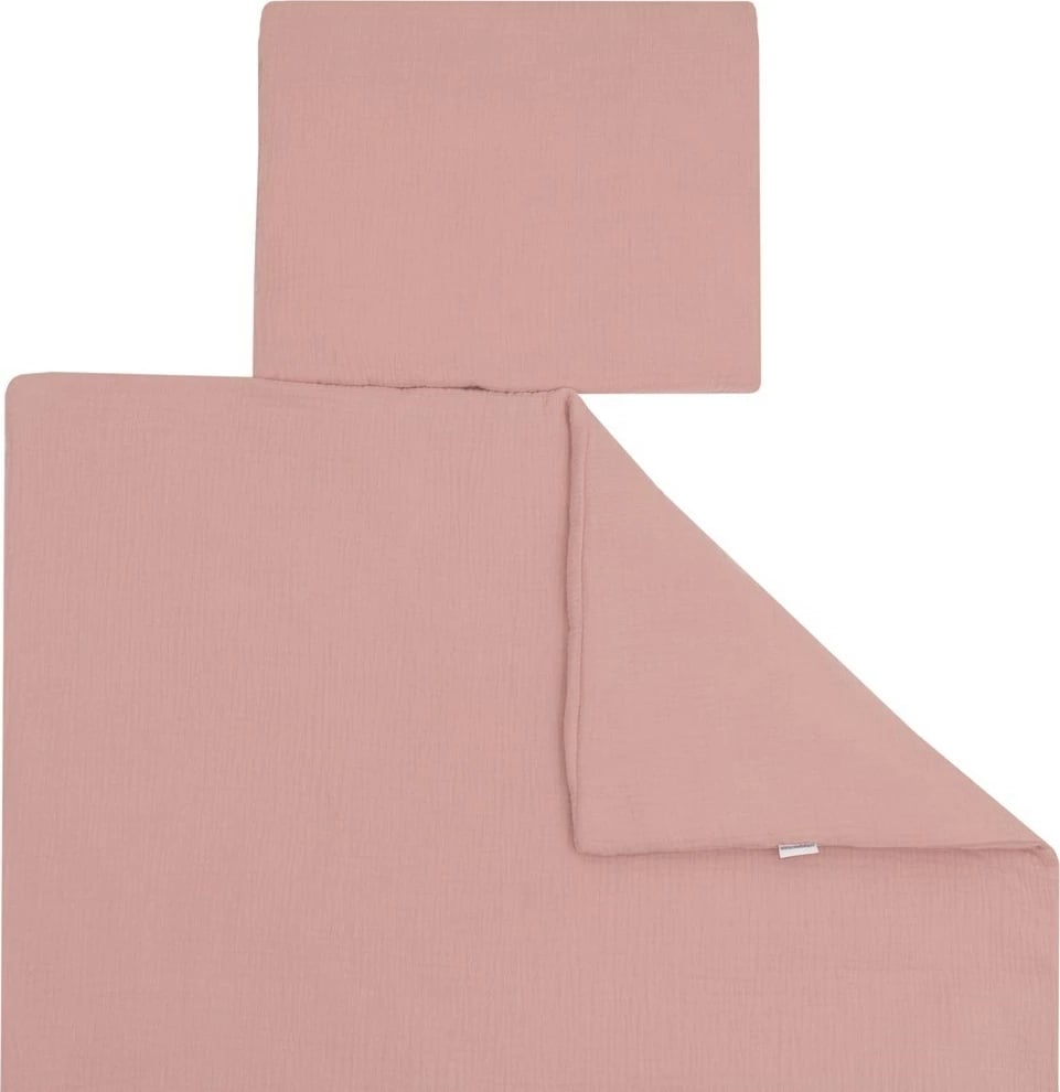 Set muslini për bebë, New Baby, jorgan 70x80 cm + jastëk 28x34 cm, 100% pambuk, mbushje antialergjike, rozë