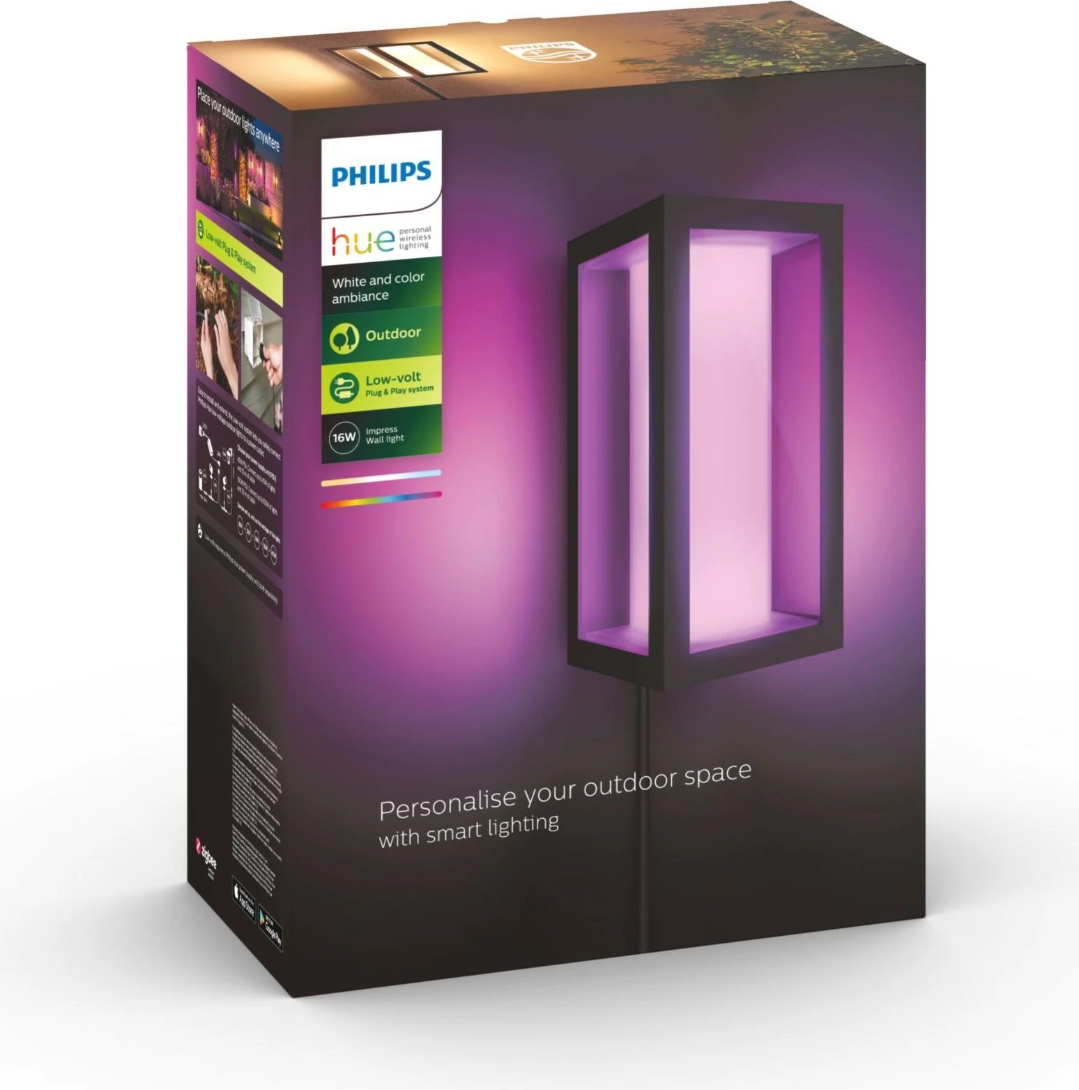Dritë muri Philips Hue Impress, LED, e zezë, ngjyra të ndryshme Dritë muri Philips Hue Impress, LED, e zezë, ngjyra të ndryshme