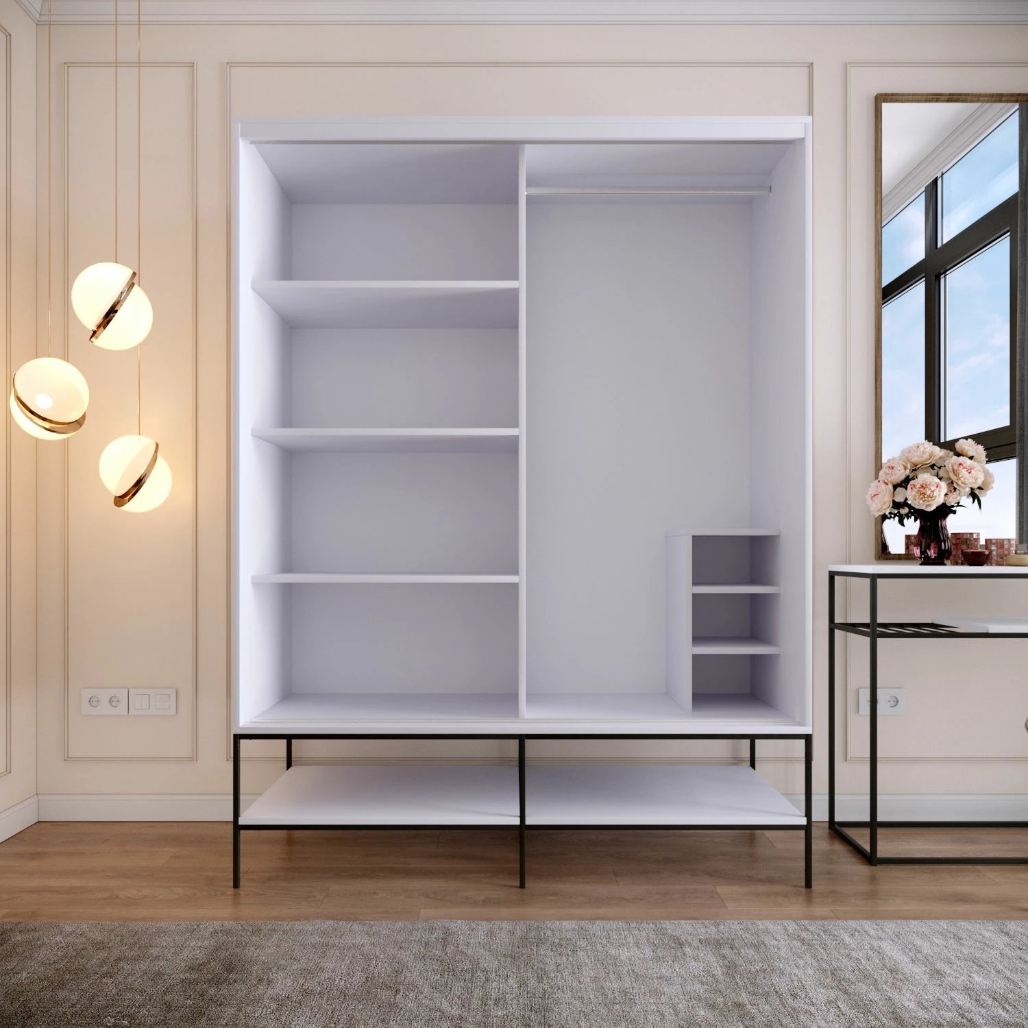 Dollap Hanah Home Martin 150, i bardhë, i zi, i artë