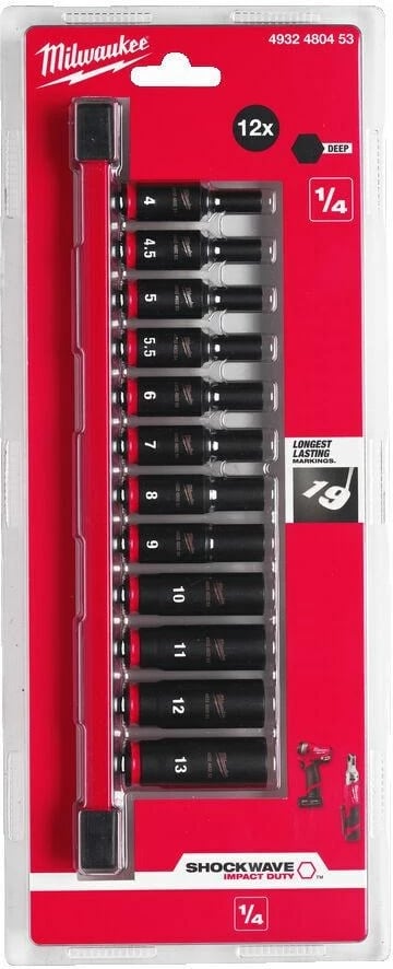 Set çelësa goditës MILWAUKEE 1/4" 12 copë