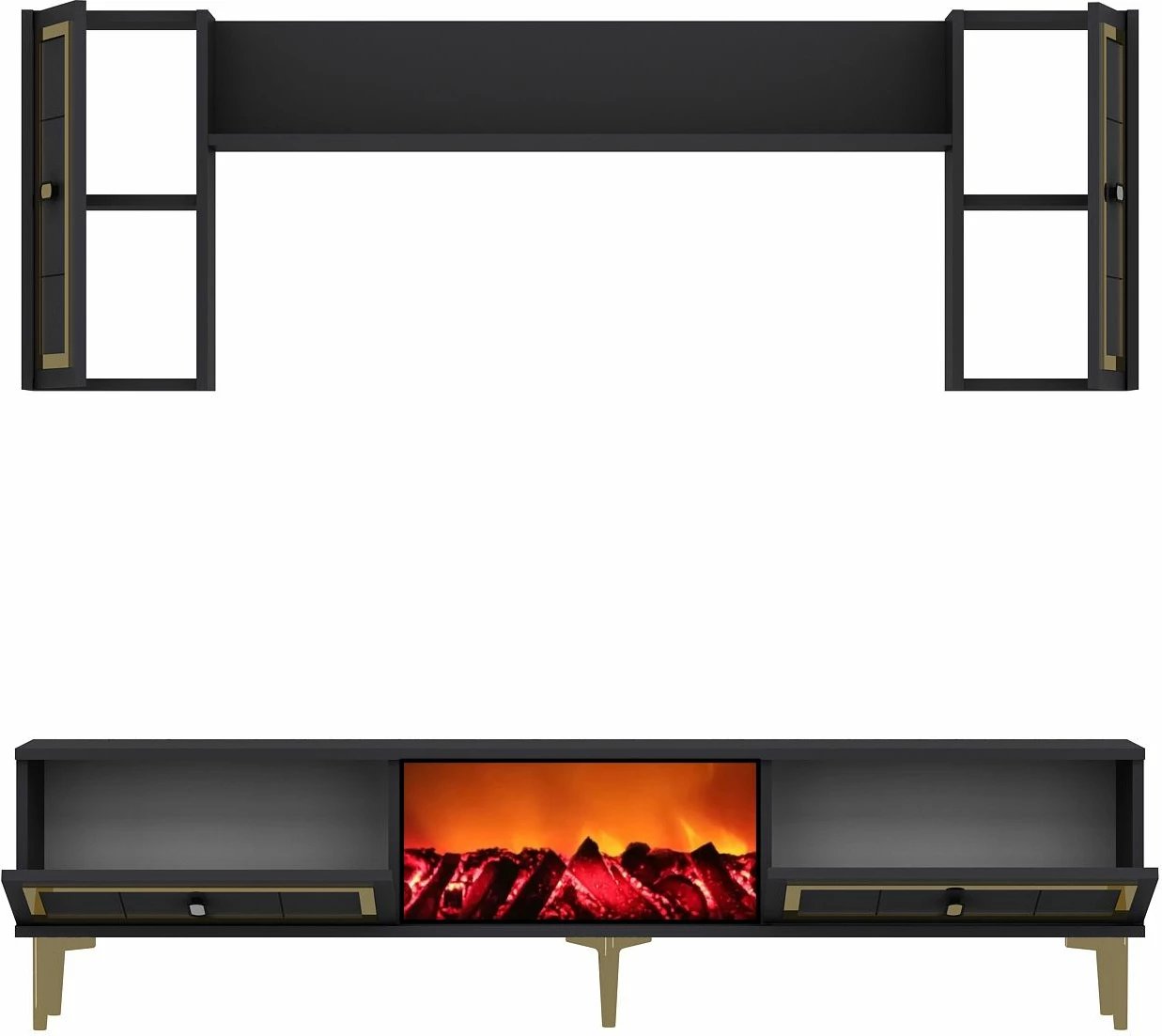 Komodë TV Skye Decor, me oxhak Orion, anthracite, ari