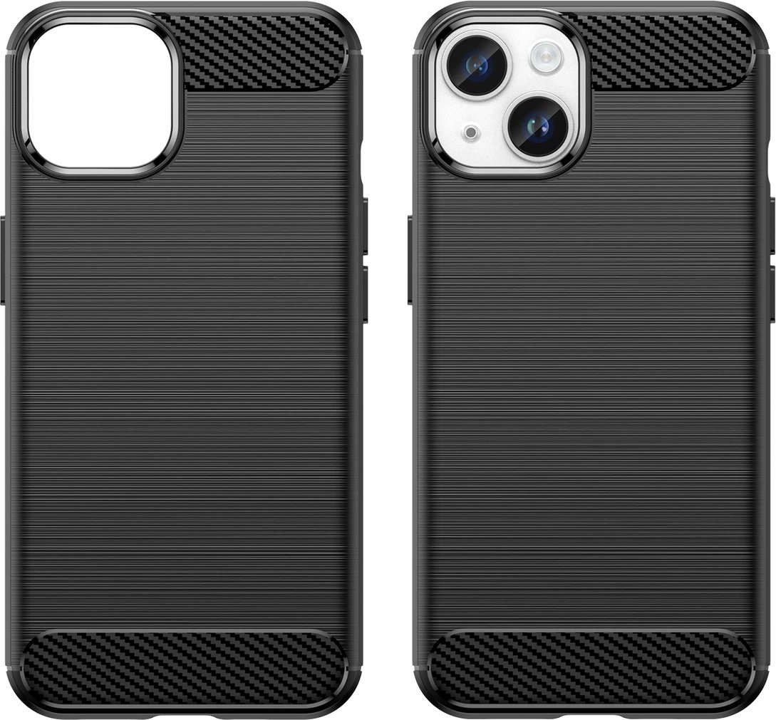 Mbështjellës Hurtel Carbon Case për iPhone 14 Plus, i zi