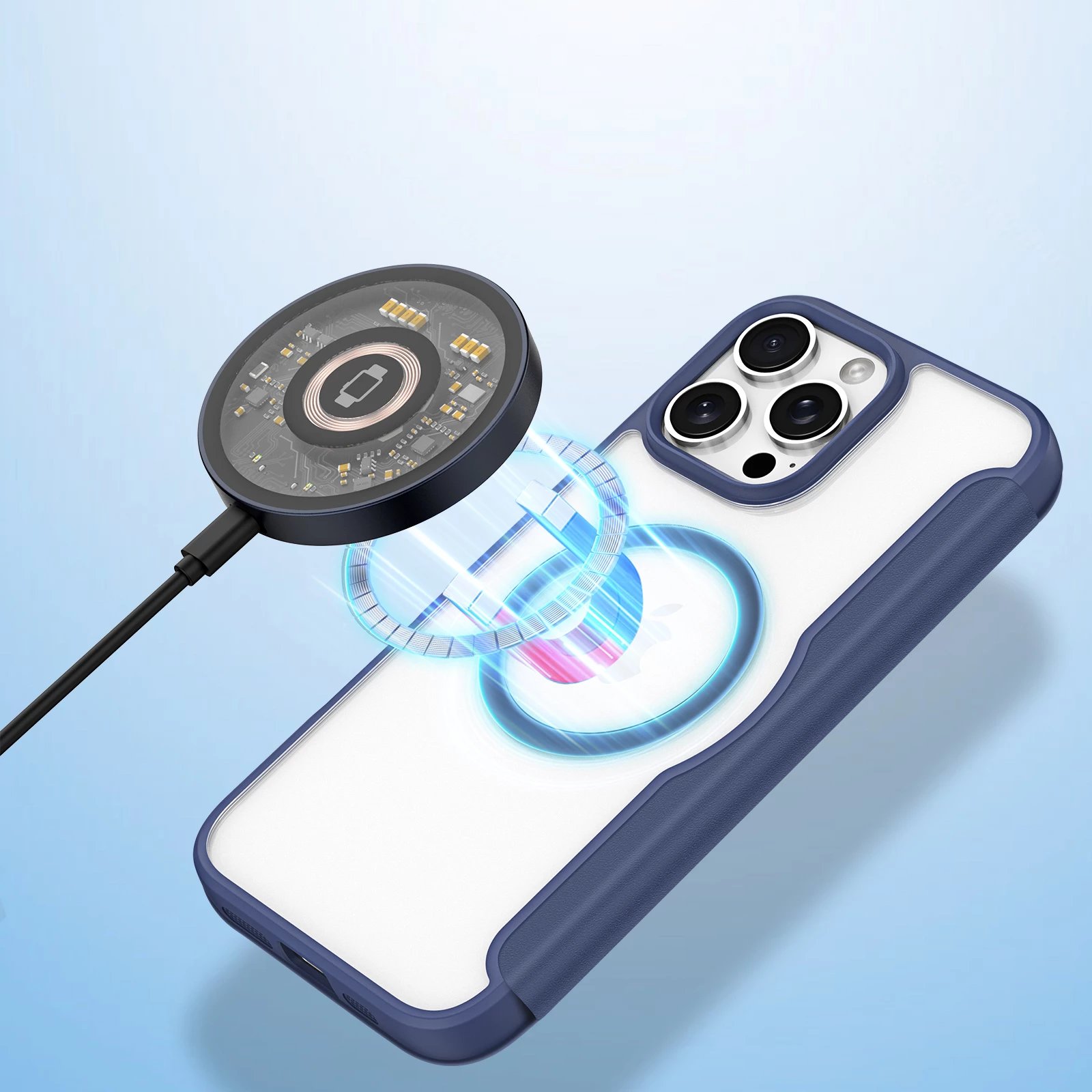 Mbështjellës Dux Ducis Skin X Pro për iPhone 16 Pro Max, MagSafe, me kapak, Kaltër