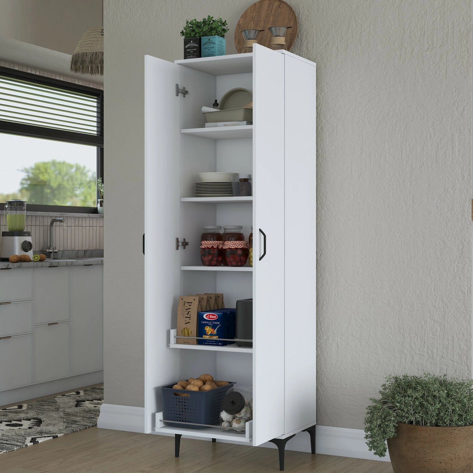 Dollap shumëpërdorimësh, ngjyrë e bardhë, Skye Decor, JE110 - 2945