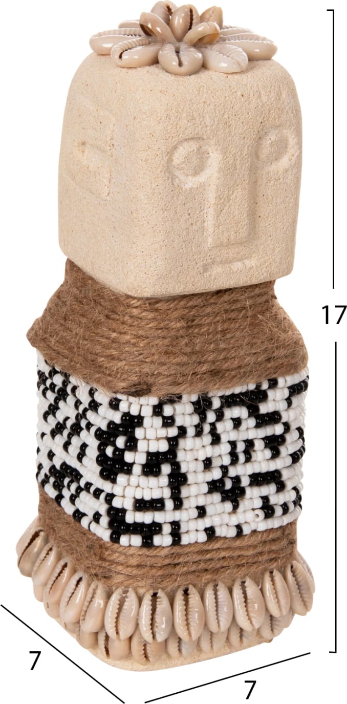 Statujë tavoline SUMBA FH4309 prej guri të bardhë paras-rruaza-litar bar deti 7x7x17Hcm Statujë tavoline SUMBA FH4309 prej guri të bardhë paras-rruaza-litar bar deti 7x7x17Hcm