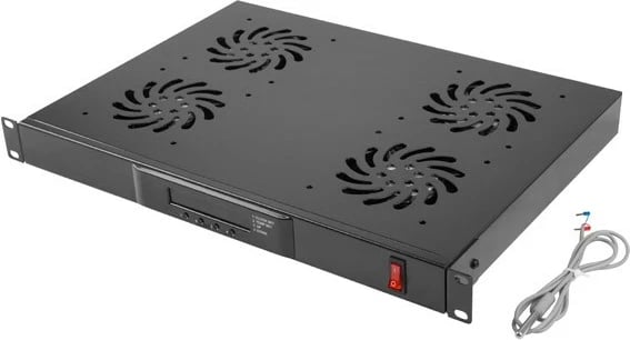 Panel ventilimi horizontal me LCD Lanberg AK-1503-B, 1U, 4 ventilatorë, për kabinete 19", i zi