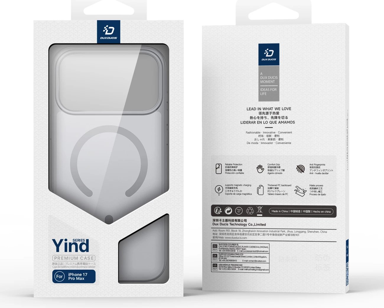 Mbështjellës Dux Ducis Yind për iPhone 17 Pro, MagSafe, Gri