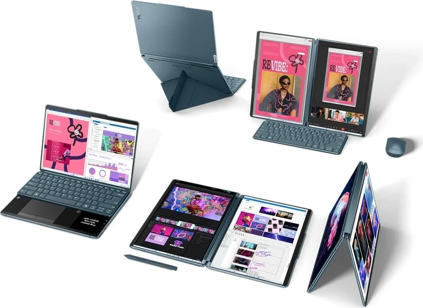 Kompjuter hibrid Lenovo Yoga Book 9 13IMU9, Intel Core Ultra 7 155U, 32 GB RAM, 512 GB SSD, 13.3" 2.8K Touch, Teal + tastierë & maus