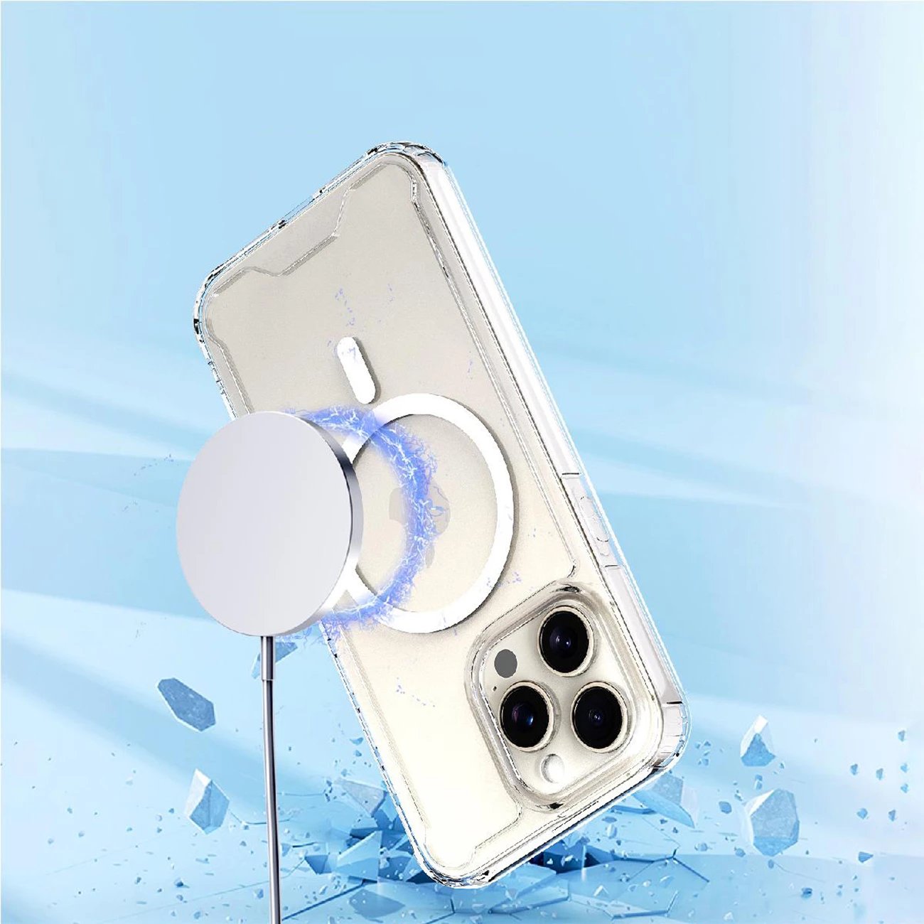 Mbështjellës Hurtel MagSafe Clear Corner Case për iPhone 16 Pro, transparent
