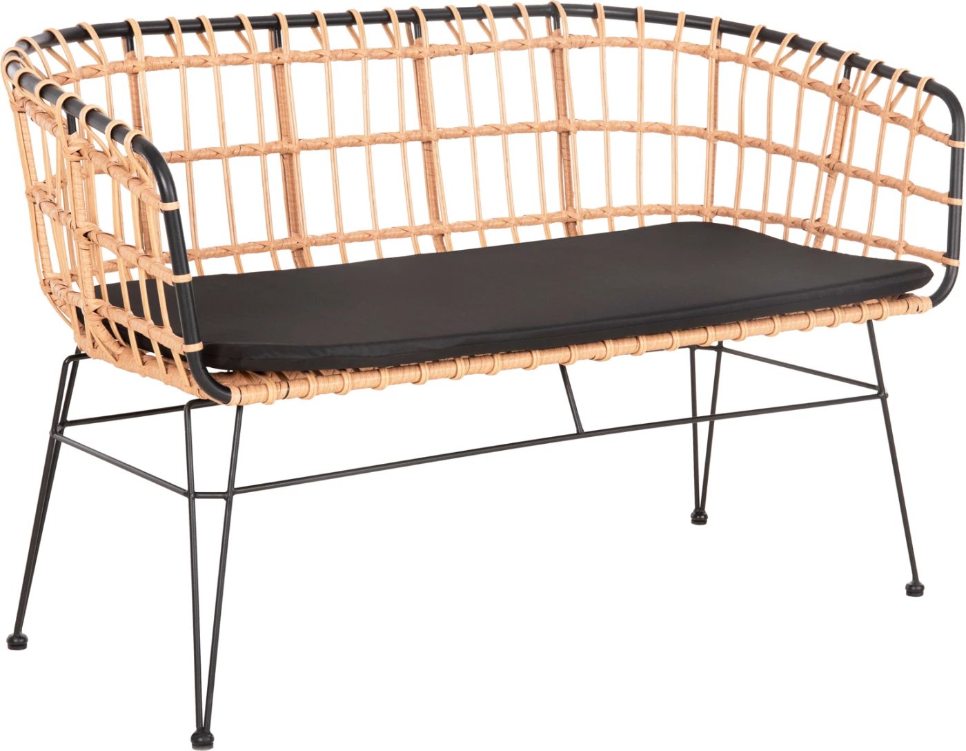 Divan për jashtë, dy ulëse, ALLEGRA, FH5692.11, ratan sintetik, ngjyrë bezhë dhe e zezë, 125x60x77 cm