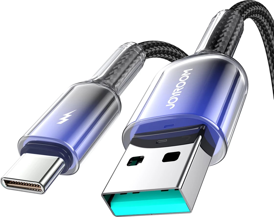Kabllo Joyroom S-A42 Crystal-Clear Series, USB-A në USB-C, 1.2m, 3A, e zezë