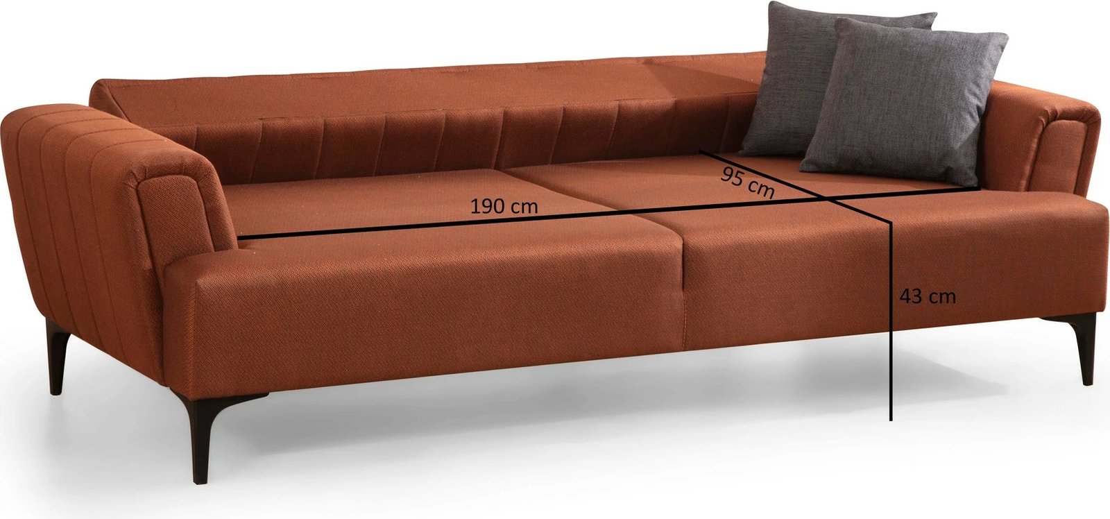 Divan-krevat treshe, ngjyrë e kuqe tjegulle, Atelier del Sofa, Hamlet