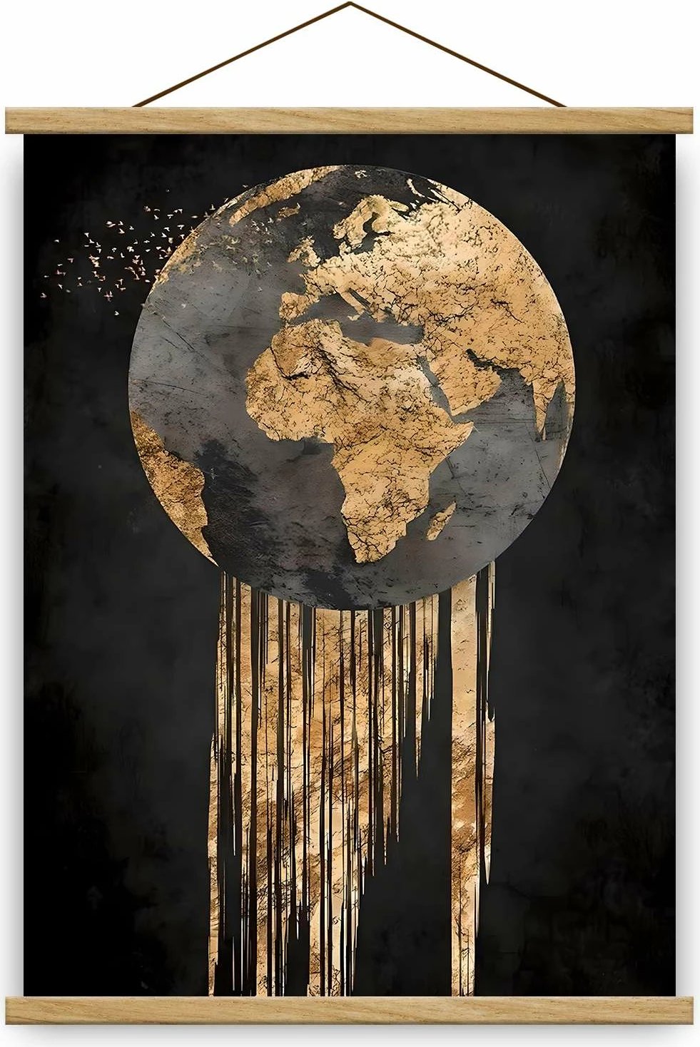 Pikturë dekorative me kornizë, Wallity, MRG71, ngjyrë ari, e zezë, argjend, 50x70cm