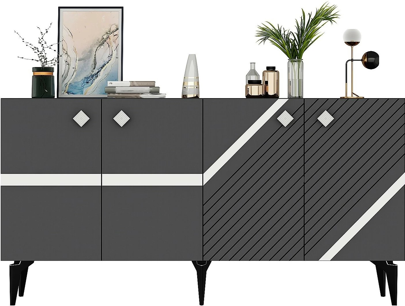 Konsolë Hanah Home, Iris, antracit dhe argjend