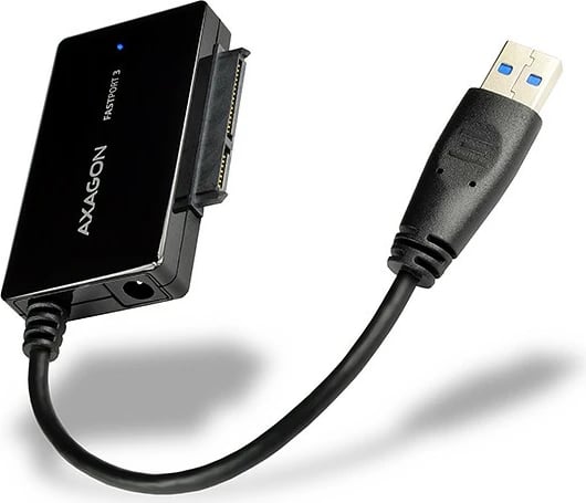 Adapter USB 3.0 në SATA AXAGON ADSA-FP3 FASTport3, për HDD/SSD 2.5", 3.5", 5.25", i zi, me furnizues rryme