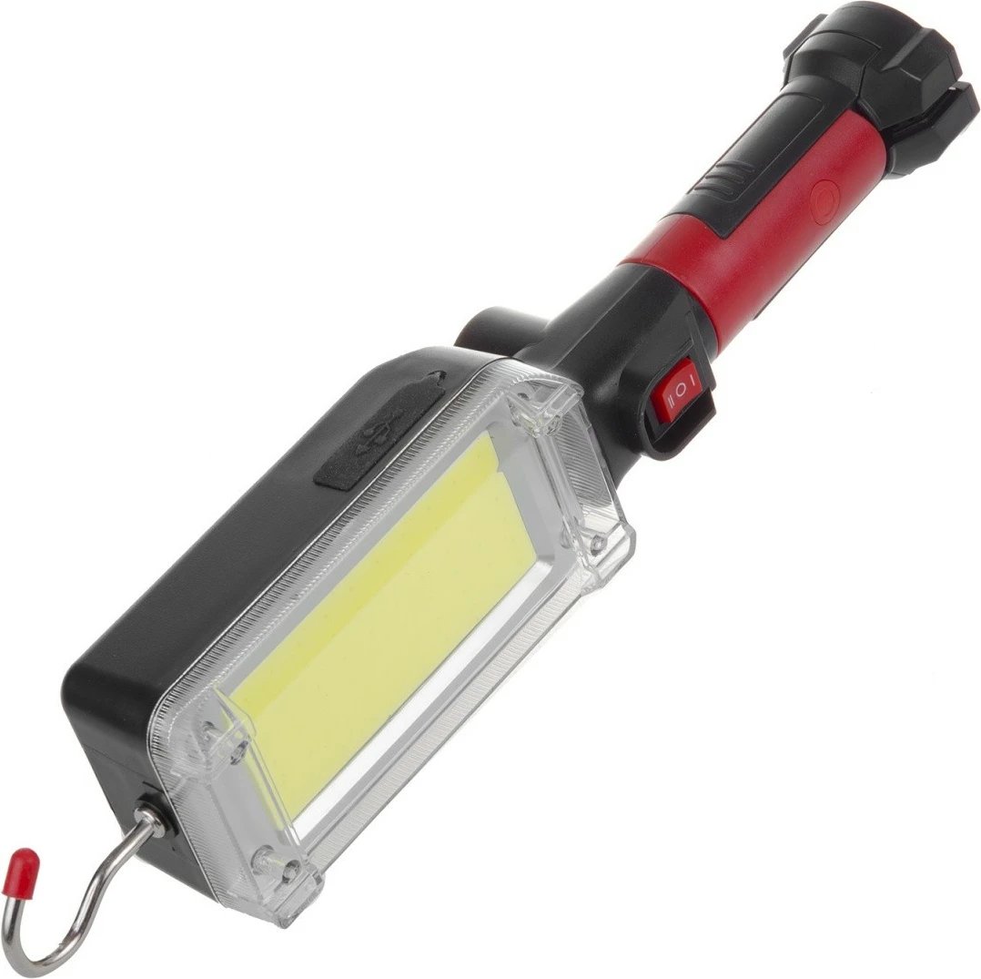 Llampë punë Maclean MCE307, LED COB, 700lm, me bateri të rikarikueshme, zi/kuqe