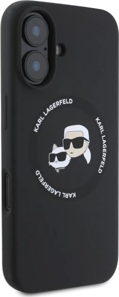 Mbështjellës Karl Lagerfeld KLHMP16SSKCHTCK për iPhone 16 6.1", silikon, MagSafe, zi
