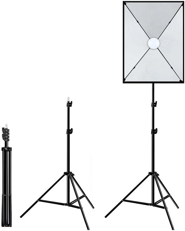 Set studio Puluz PU5070EU me softbox LED 50x70cm, tripod, llambë LED 30W, bardhë