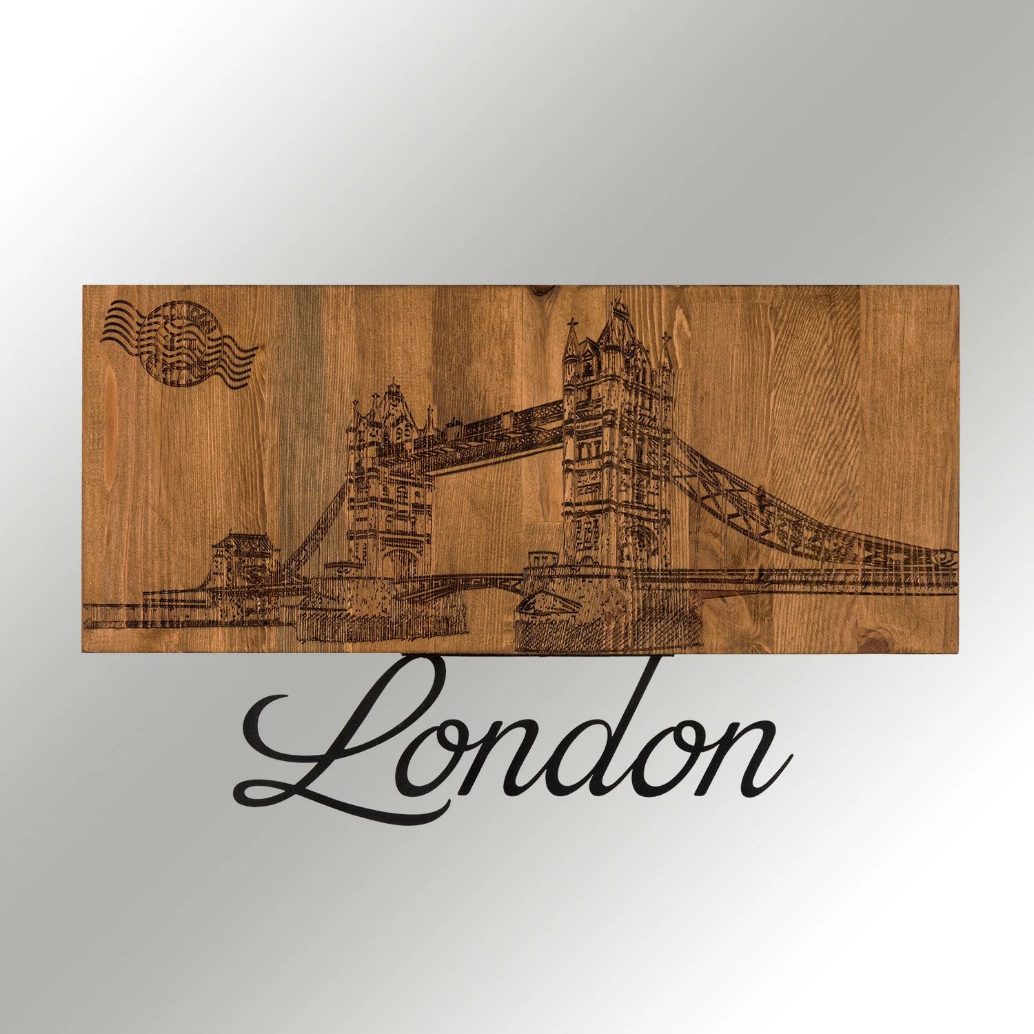 Aksesor dekorativ për mur, dru dhe metal, Wallity, Londër