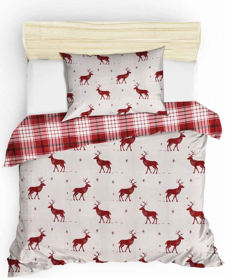 Set mbulesë jorgan XXL, njësh, L'essentiel, dizajn me drerë, ngjyrë e kuqe e thellë Set mbulesë jorgan XXL, njësh, L'essentiel, dizajn me drerë, ngjyrë e kuqe e thellë