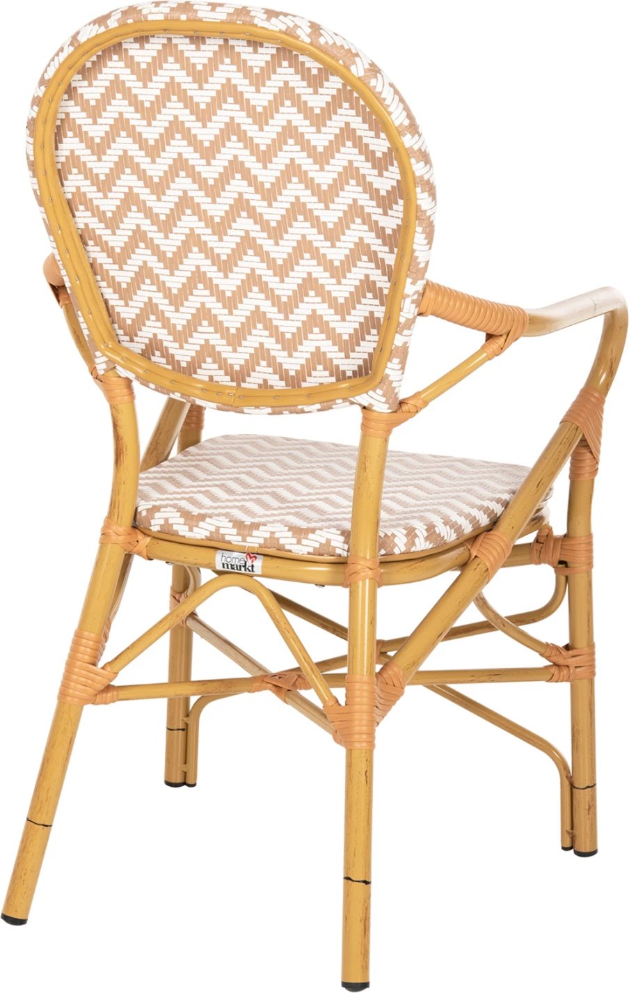 Karrige për jashtë, alumin pamje bambuje, tekstilene natyrale & e bardhë, FH5928.03, 55x58x95cm