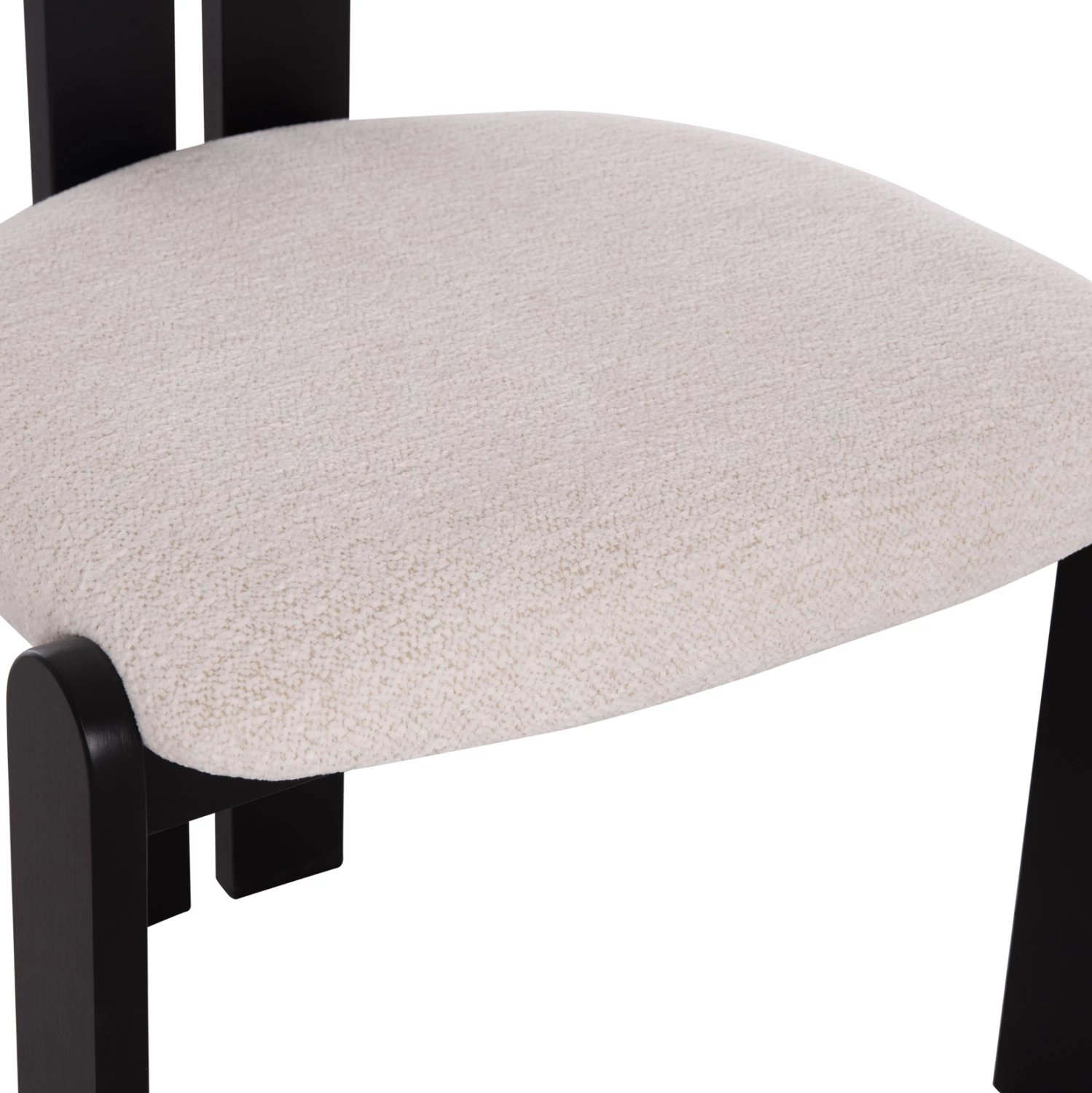 Karrige ngrënieje KARVO, stof ngjyrë krem e bardhë, dru i zi, 57x50x78.5cm, set prej 2 copë