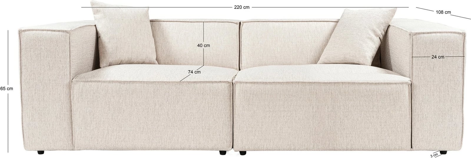 Divan dy ulëshe Atelier del Sofa, Lora, ngjyrë kafe e çelët