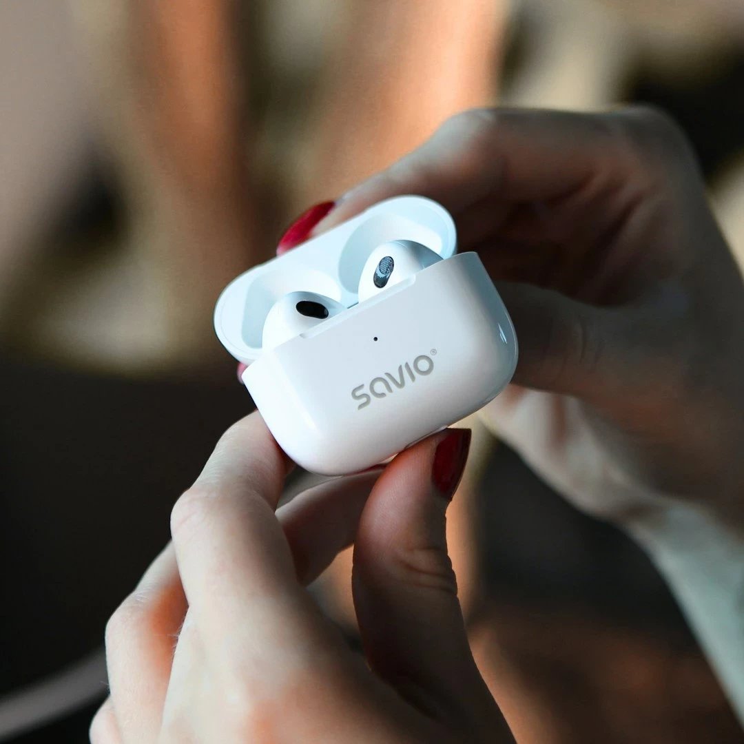 Kufje SAVIO TWS-01 PRO, wireless, earbuds, të bardha