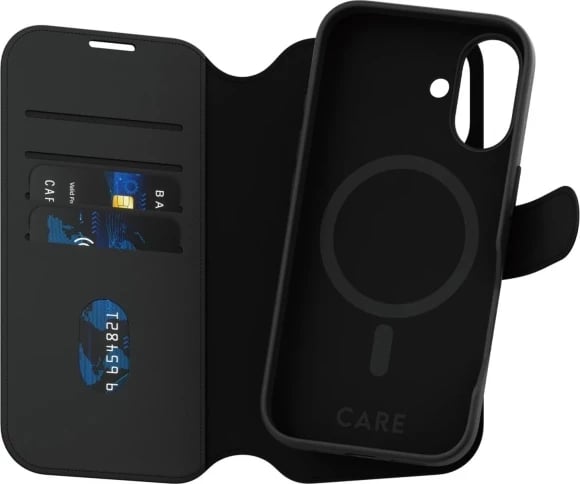 Mbështjellës PanzerGlass CARE Tango 2in1 Wallet për iPhone 16, MagSafe, Zi