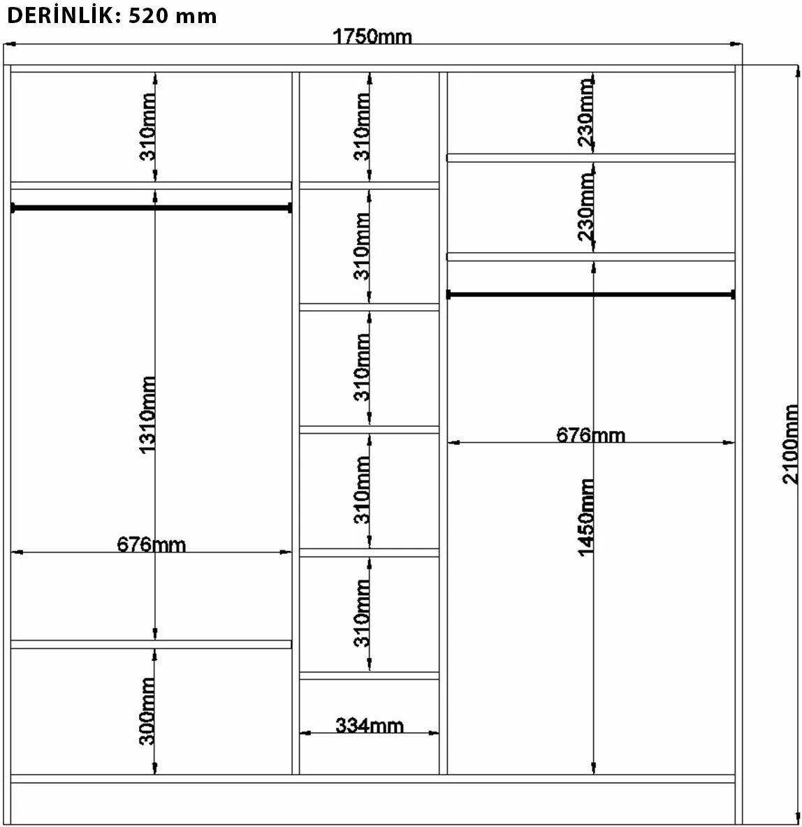 Dollap rrobash Skye Decor, RB-083, ngjyrë e bardhë mat