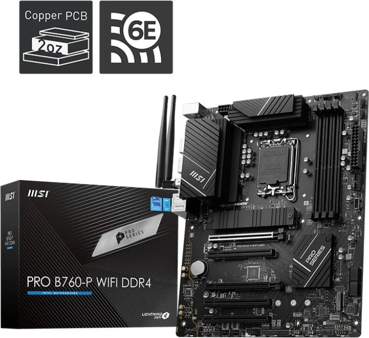 Pllakë amë MSI PRO B760-P WIFI DDR4, LGA 1700 ATX