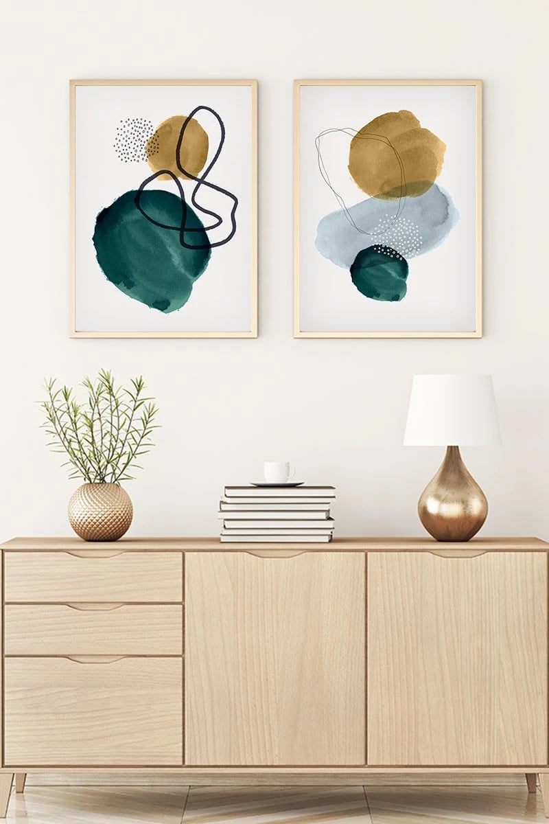 Pikturë dekorative me kornizë, 2 copë, MDF, Wallity, Huhu120, 30x40cm