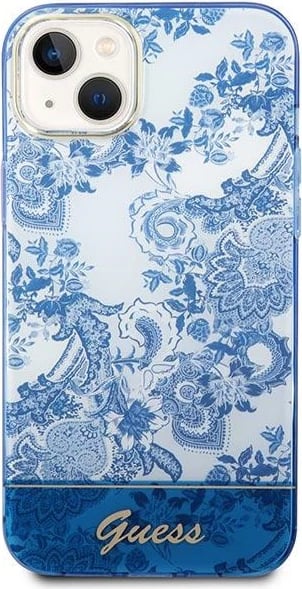 Mbështjellës Guess Porcelain Collection për iPhone 14 Plus 6.7", Kaltër Mbështjellës Guess Porcelain Collection për iPhone 14 Plus 6.7", Kaltër