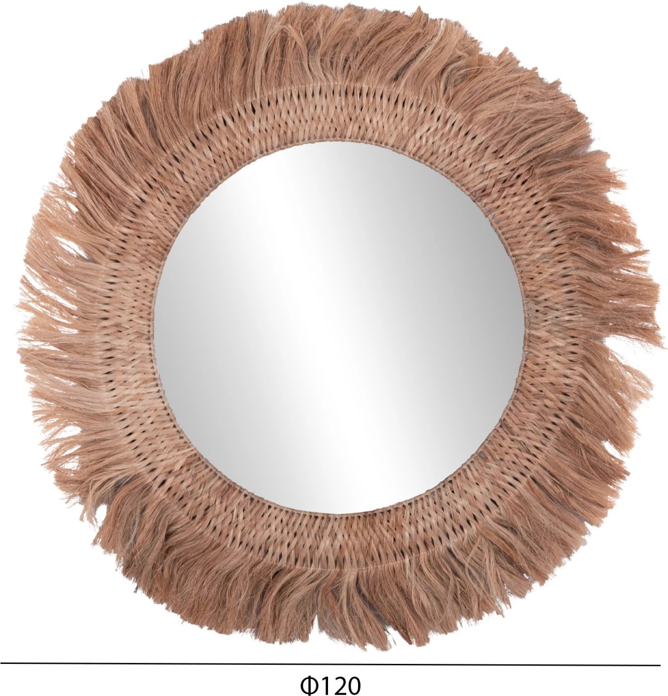 Pasqyrë muri rrethore me fibra abaka, ngjyrë natyrale, 120x4x120cm, FH7747