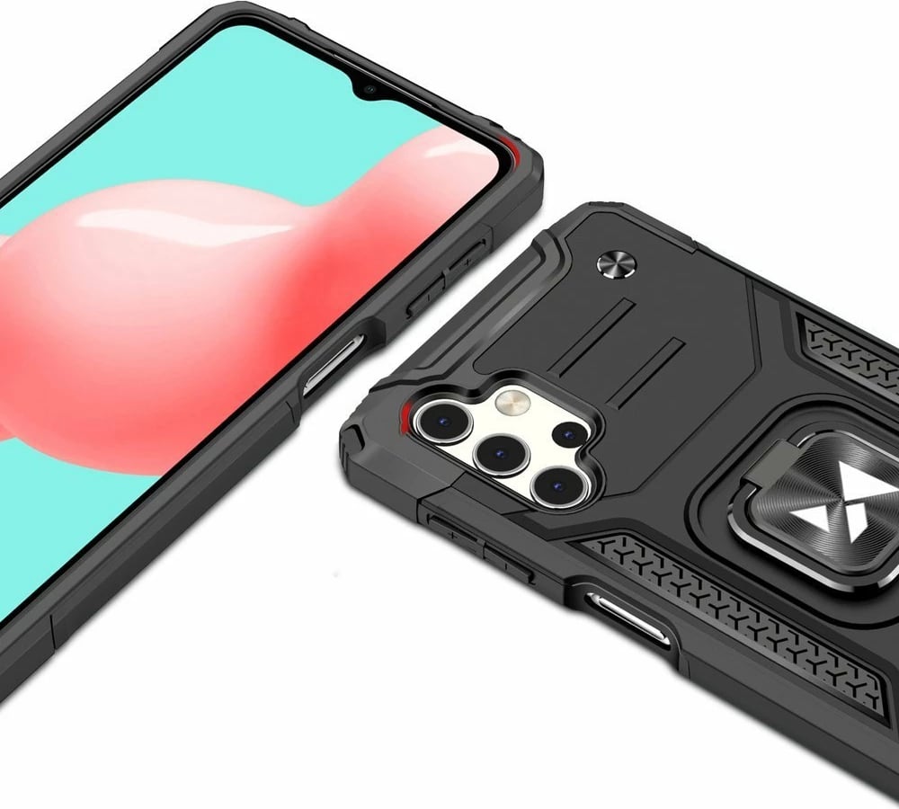 Mbështjellës Wozinsky Ring Armor me këmbë dhe unazë, për Samsung Galaxy A32 5G, i zi