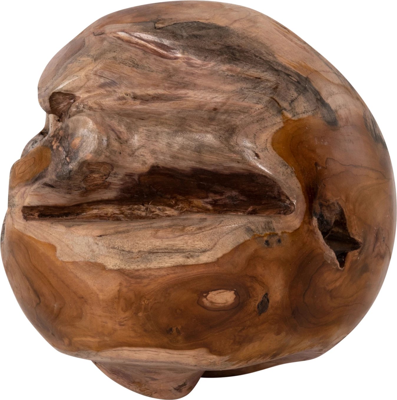 Dekor për dysheme, sferë prej druri tik, madhësi e vogël, natyrale, Φ30cm