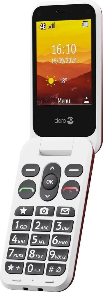 Celular Doro Leva L30, Clamshell, 2.8", 2 MP, 1150 mAh, Kuq, Bardhë