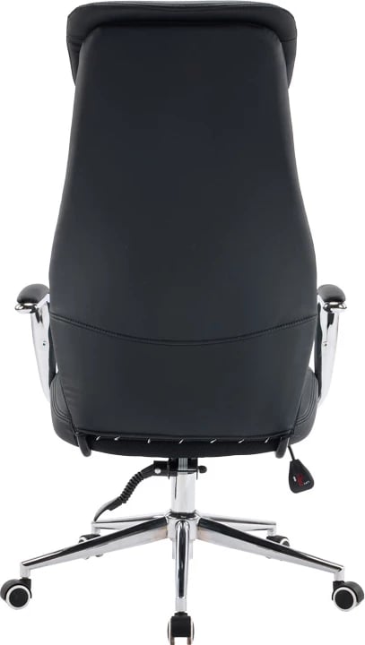 Karrige menaxheri për zyre Ferka, lëkurë PU e zezë, 64x71x120-128cm