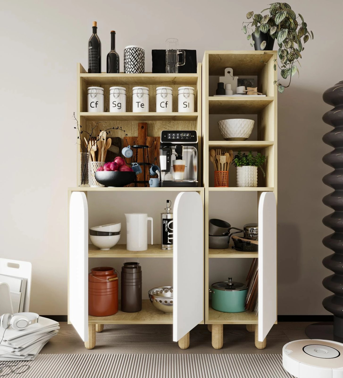 Dollap multifunksional, ngjyrë lis safir dhe e bardhë, Skye Decor Parma 3