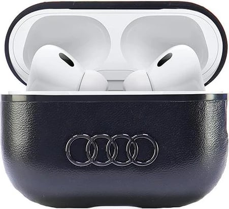 Mbështjellës Audi Leather Big Logo për AirPods Pro 2, i zi
