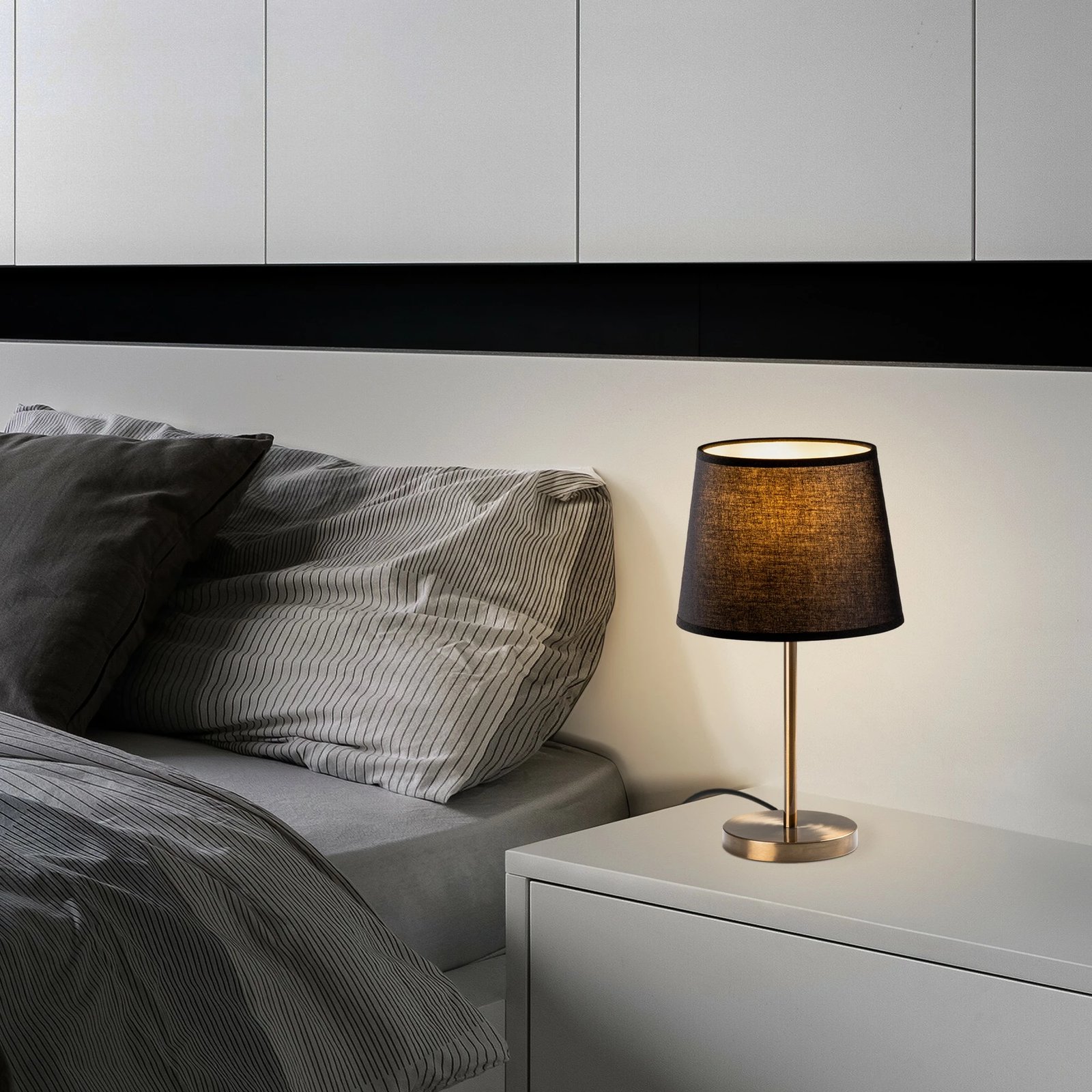 Abazhur tavoline Opviq, trup metalik, ngjyrë antike, 21x21x39cm