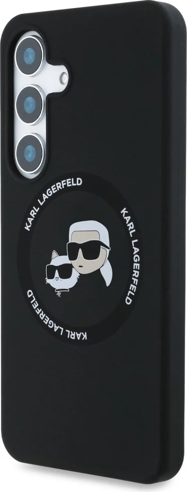 Mbështjellës Karl Lagerfeld Silicone Double Heads And Circle MagSafe për Samsung Galaxy S25 Plus, i zi