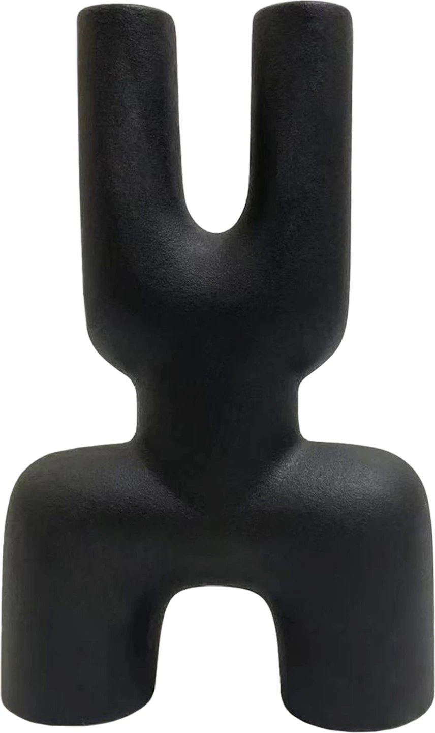 Dekor tavoline prej qeramike, ngjyrë e zezë mat, 15.5x6x23.5H cm