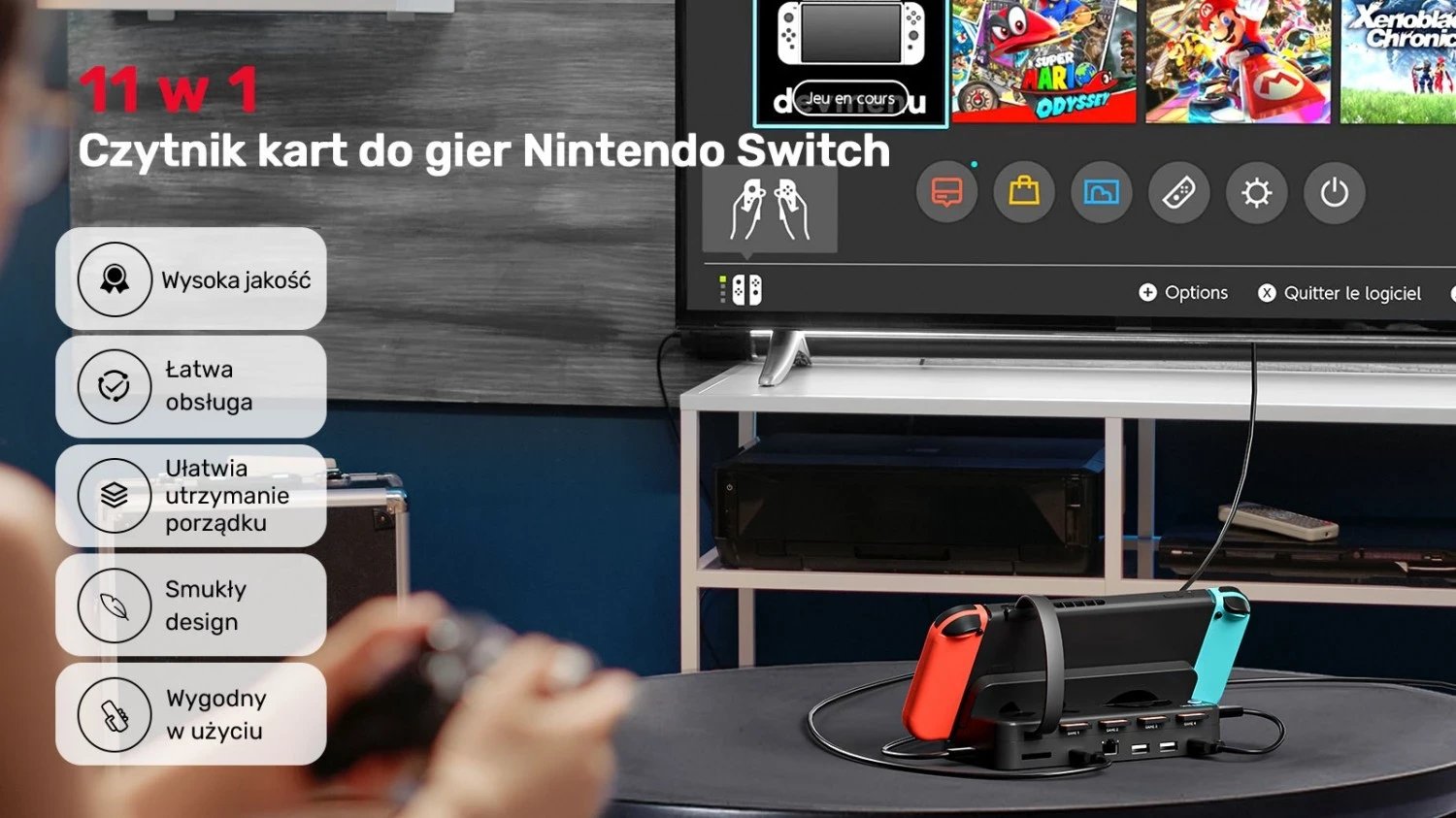 Stacioni i dokimit për Nintendo Switch Unitek, 100W 4K, i zi Stacioni i dokimit për Nintendo Switch Unitek, 100W 4K, i zi